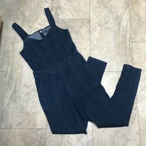 NWT Fashion Nova Denim Overalls Jumpsuit Dark Blue